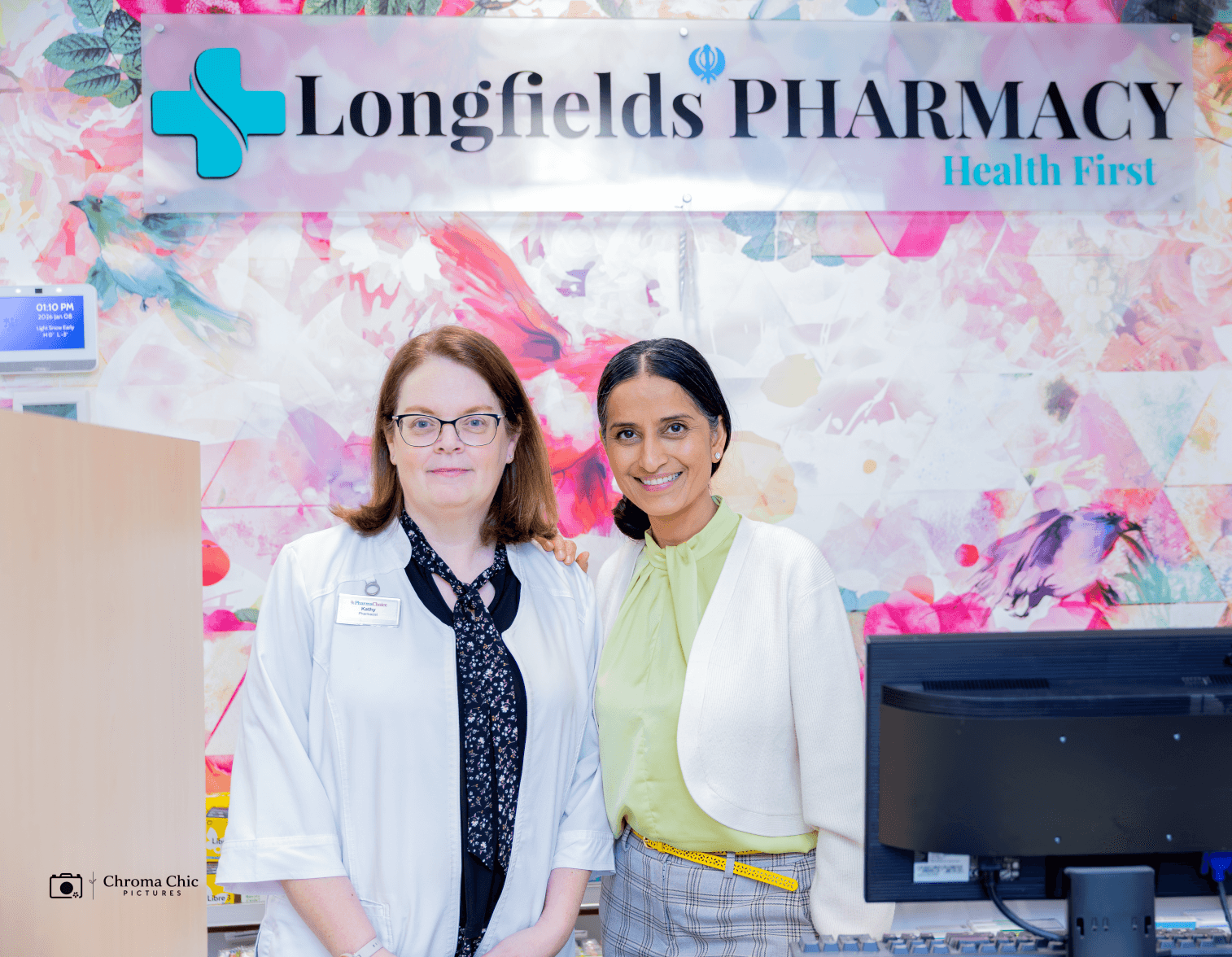 Preet Sidhu and Kathy, Store Manager at Longfields Pharmacy, Ottawa